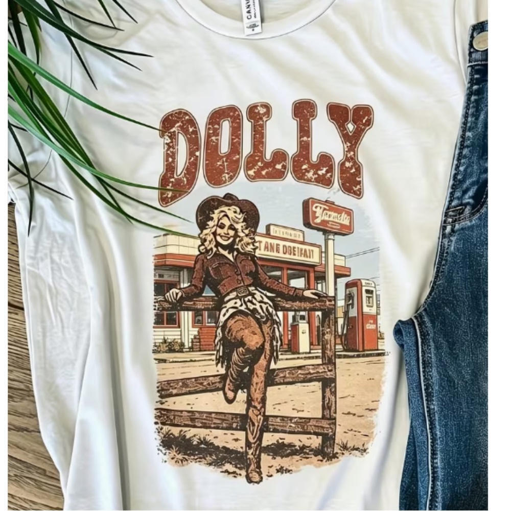Dolly Graphic Tee - White Vintage Country Women’s Top